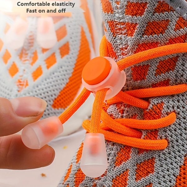 1 Pair Round Elastic Shoelaces, No Tie Shoelaces For Sneakers Casual Shoes Skate Shoes - Image 3