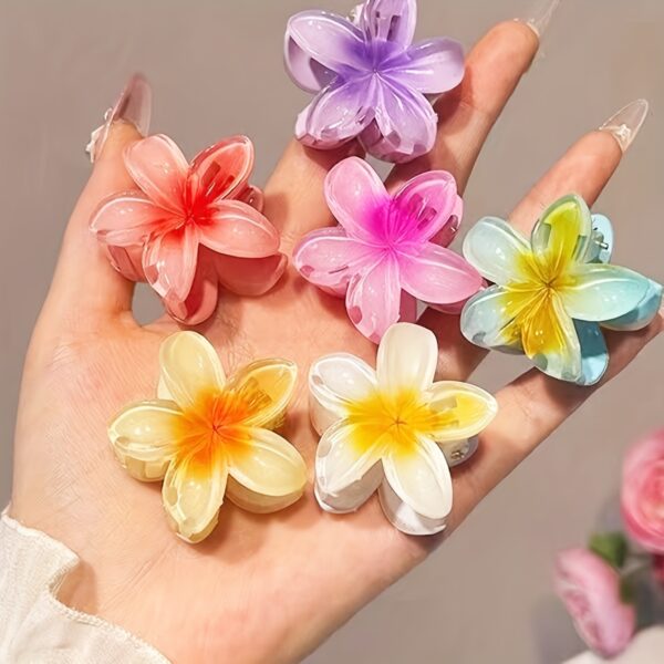 6pcs/1pc Random Color Egg Flower Hairpin, Plastic Fairy Elegant Hairpin, Ideal Gift Choice Gradient Color Flower Hair Claw Clip - Sweet and Elegant Hawaiian Style, Suitable for Women and Girls - Fashion Casual Accessories, Photo Props and Gifts - Image 5