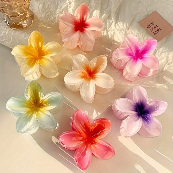 6pcs/1pc Random Color Egg Flower Hairpin, Plastic Fairy Elegant Hairpin, Ideal Gift Choice Gradient Color Flower Hair Claw Clip - Sweet and Elegant Hawaiian Style, Suitable for Women and Girls - Fashion Casual Accessories, Photo Props and Gifts