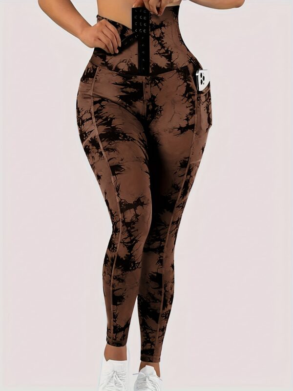 High Waist Tie Dye Tummy Control Leggings, Women's Activewear Wide Waistband Fitness Gym Sports Yoga Workout Running Butt Lifting Tight Pants