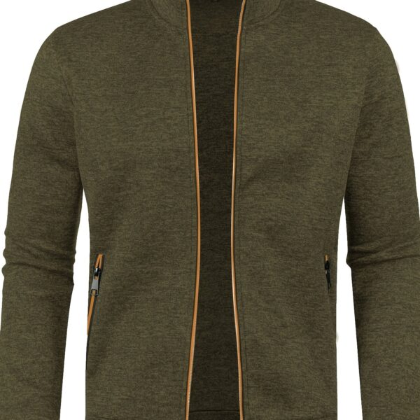 [Full Zip Up Cardigan Sweater] Elegant Mid Stretch Cardigan, Men's Casual Full Zip Up Cardigan Sweater Coat For Fall Winter - Image 18