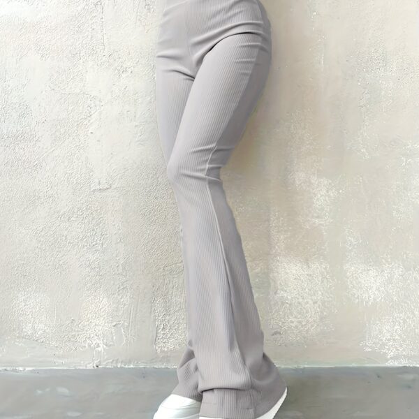 Casual Ribbed Simple Slim Leggings Solid Color High Waist Fashion Trousers - Image 24