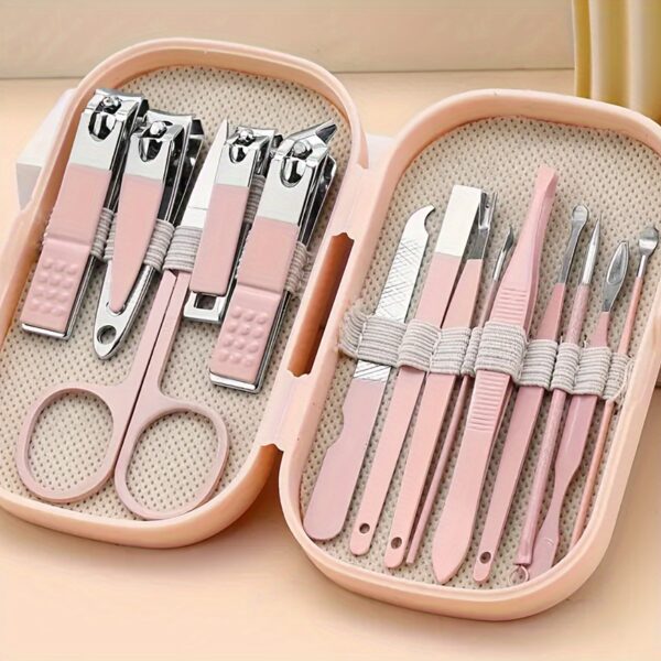 A Set Of 14pcs Stainless Steel Manicure And Pedicure Tools, Featuring Modern Style Concave Edge Nail Clippers And Grooming Tools, Including A Portable Storage Box - A Unisex Odorless Nail Care Kit - Image 5