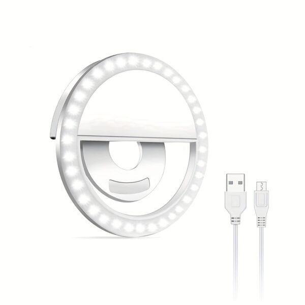 Good quality LED Selfie Ring Light Battery Rechargeable Ring Lamp for Smart Phone Computer Makeup warm white light - Image 4