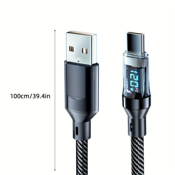 Super Fast Charging Cable: 120W 6A USB Type C Charge Cable With LCD Display - Image 2