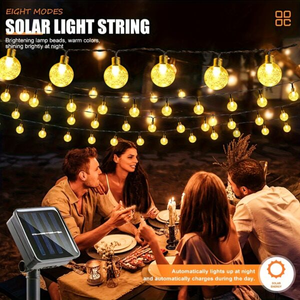 1pack, 20/50/100 LED Large Light Bulb, Solar Crystal Ball, Bubble Light String, Solar Outdoor Light Strip, 8 Lighting Modes, Solar Light String For Garden, Camping, Party, Independence Day, Christmas, Wedding, Ball, Birthday, Courtyard Decoration - Image 5