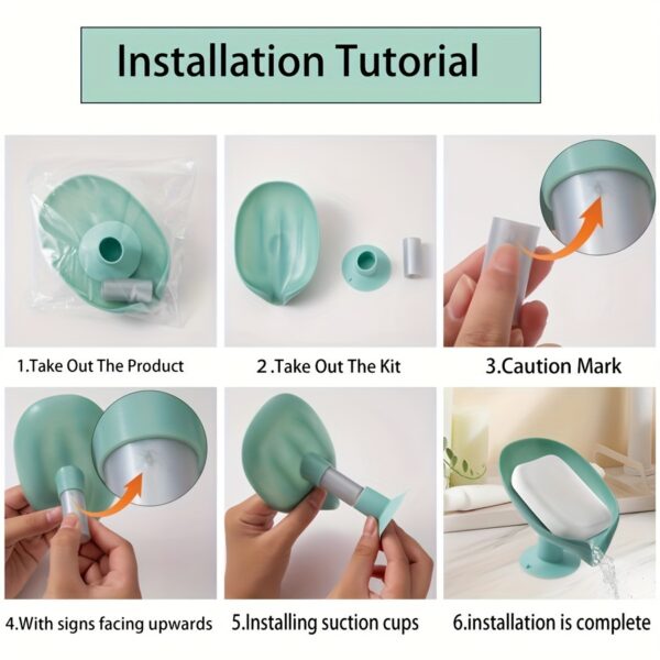 1pc Leaf-Shaped Soap Box Drain Soap Rack Bathroom Accessories Suction Cup Soap Dish Tray Soap Dish Bathroom Soap Box Bathroom Receiver - Image 10