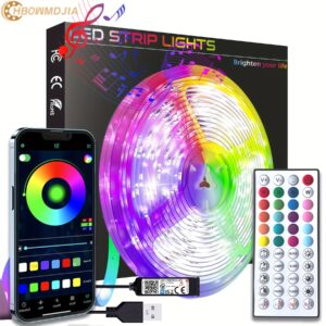 Color Changing Smart LED Strip Lights - HBOWMDJIA 3ft-100ft LED Strip with Music Sync, App Control, Remote, and USB Power - Ideal for Bedroom Ambiance & Party Decorations