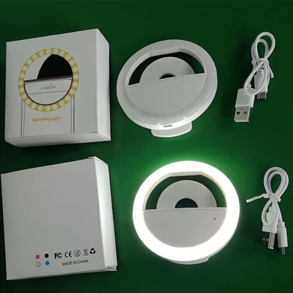 Good quality LED Selfie Ring Light Battery Rechargeable Ring Lamp for Smart Phone Computer Makeup warm white light - Image 13