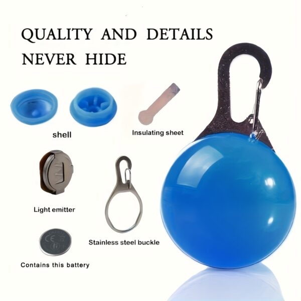 Bright LED Collar Light Pendant with Carabiner Clip-Setting Insulating Sheet for Nighttime Safety of Dogs and Cats - Flashing Pet Tag Supplies - Image 4