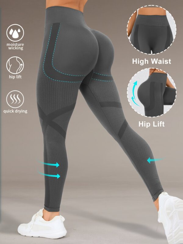 High Waist Butt Lifting Yoga Pants for Women - Moisture-Wicking, High Elasticity Workout Leggings with Wide Waistband, 90% Polyamide & 10% Elastane, Ideal for Running, Gym, and Fall/Winter Activewear, Yoga Wear | Sporty Leggings | Snug Fit, Butt Lifting L - Image 6
