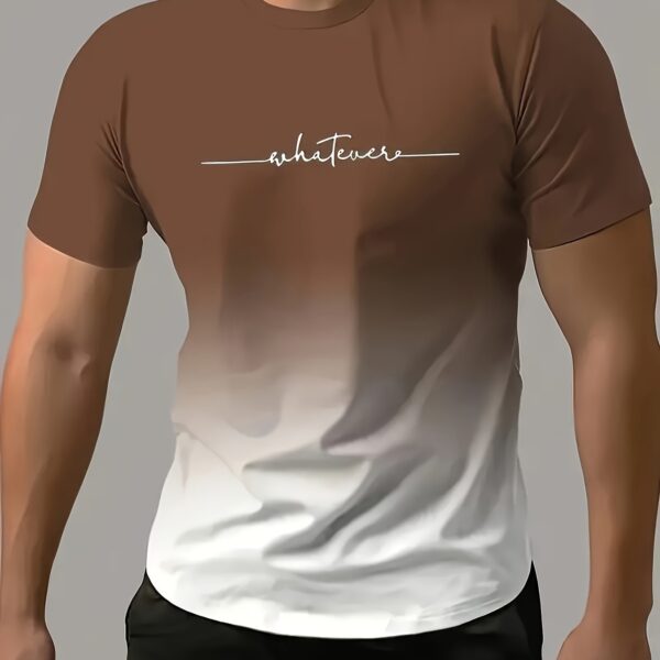 Men's Fashion Gradient Color Sports T-shirt, Casual Stretch Round Neck Tee Shirt For Summer - Image 16