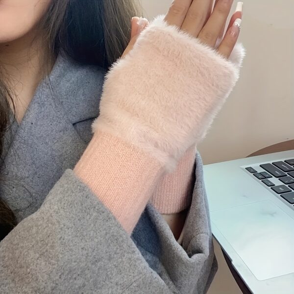 Women'S Cozy Fingerless Gloves - Soft, Warm, and Stylish Winter Gloves in Pure White, Perfect for Cold Weather or Casual Wear, Hand-Washable, Ladies Gloves - Image 13