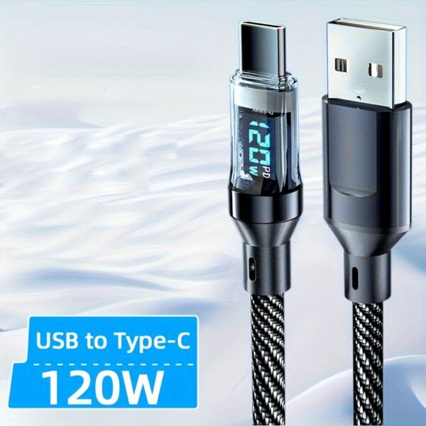 Super Fast Charging Cable: 120W 6A USB Type C Charge Cable With LCD Display - Image 5