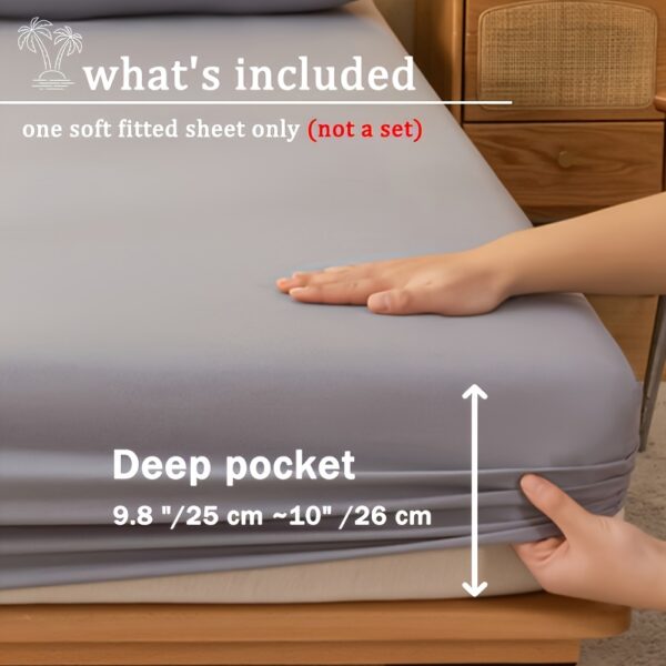 1pc Soft Fitted Sheet, Comfortable and Multifunctional Mattress Protector, Suitable for Bedroom, Guest Room, Apartment, School, Four Seasons Bedding - Image 12