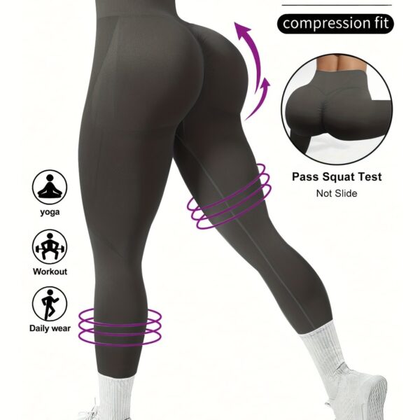 High Waist Solid Color Seamless Yoga Leggings, Women's Activewear, Wide Waistband Fitness Running Workout Sports Pants - Image 16