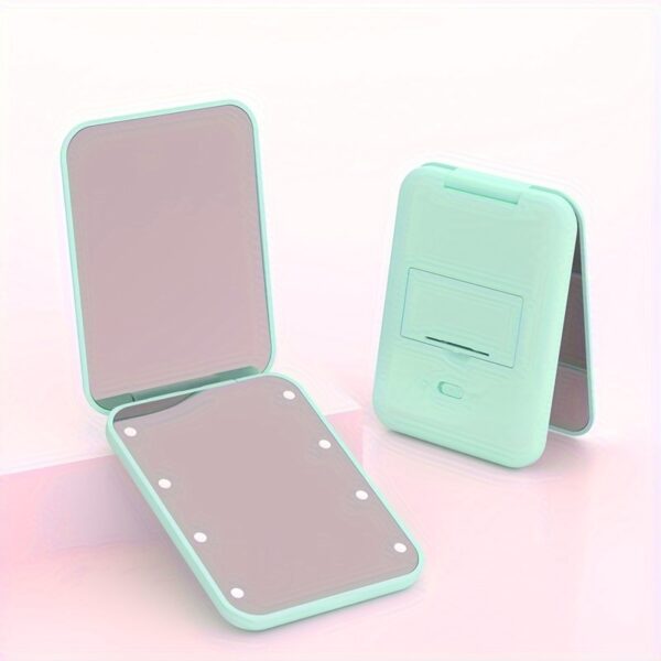 1X/3x Magnified LED Mini Travel Makeup Mirror, Compact, Double-Sided, Portable, Folding, Hand-Held, Small Lighting, Unscented, Plastic Surface, Non-Rechargeable Button Battery (Diameter≥20mm) Power, Varnished Plastic Frame, with Cartoon Theme, for Gift - Image 9