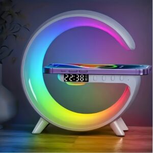 Kouzone Wireless Speaker with Ambient Bedside Light & Wireless Charging Pad - Music Sync, USB-C, 300mAh Rechargeable Battery, for Smartphones