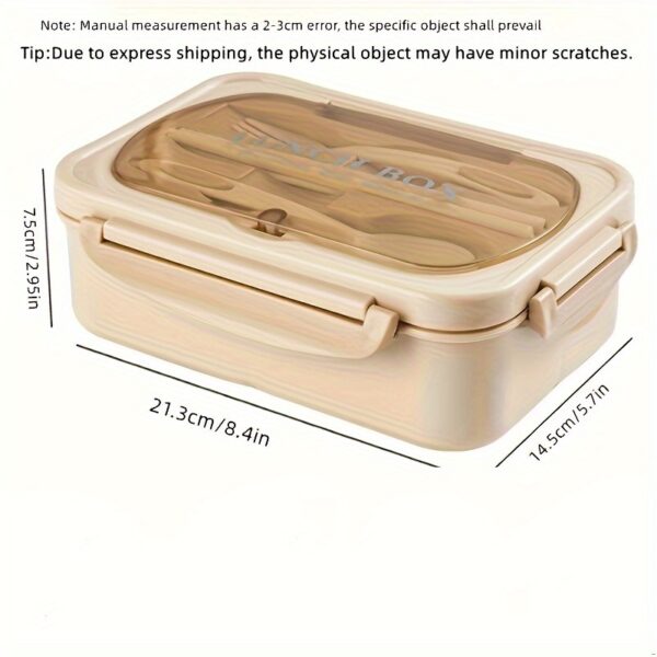 1pc 1000 ML Divided Leakproof Lunch Box with Tableware - Microwave Safe Bento for Office, School & Home - Durable, Easy Clean Food Container for Teenagers & Workers - Image 4
