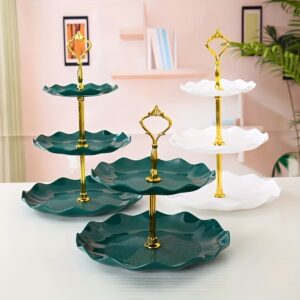 1pc, Elegant 3 Tier Cupcake Stand for Tea Parties, Weddings, and More - Ruffled or Laciness Design - Perfect for Decorating and Serving Desserts - Table and Kitchen Accessories
