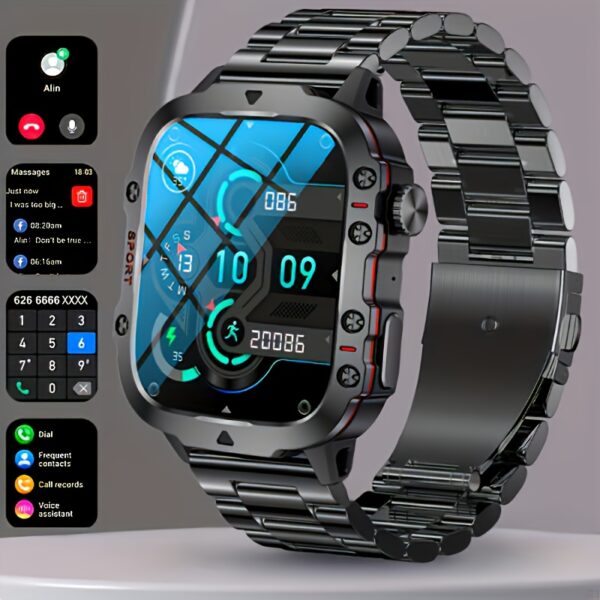 New Rugged Smart Watch for Men Wireless Talk Sports Fitness AI Voice Outdoor 100+ Sports Mode Outdoor Smart Watch