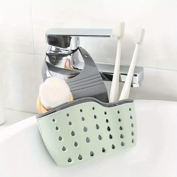 1pc Hanging Basket, Sink Sponge Rack, Sink Organizer, Silicone Storage Box, Hangable Multifunctional Drainage Adjustable Shoulder Strap, Sponge Rack For Kitchen Sink Absorption And Kitchen Bathroom Faucet Hanging Basket Storage, Kitchen Supplies - Image 7
