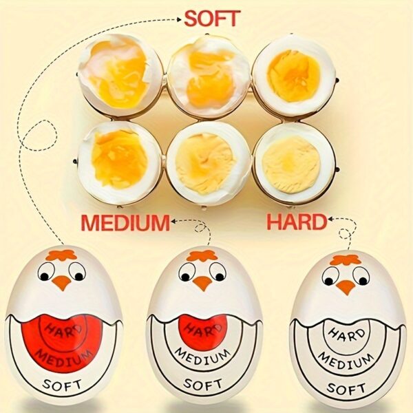 1pc/Red/Yellow Changing Egg Timer And Boiled Egg Holder - Perfect for Soft And Hard Boiled Eggs, Safe And Fun, Easy to Read, No Guessing! RV Gadget, Kitchen Accessory. RV Kitchen Cooktop Accessories, Without Battery - Image 5