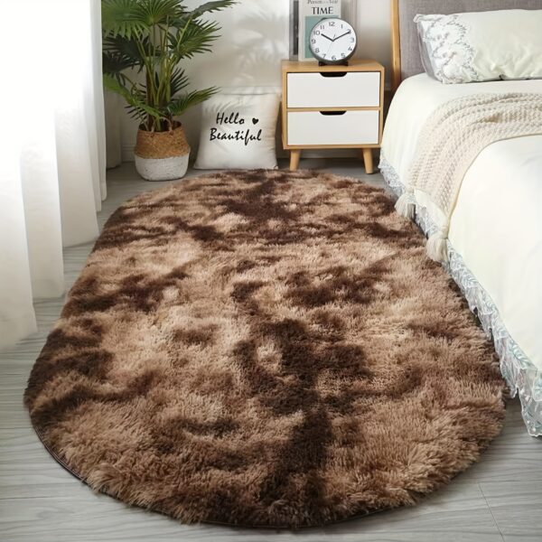 Soft Polyester Plush Oval Area Rug for Bedroom and Living Room - Hand Washable, Perfect for Coffee Table and Doorway Decor - Image 5