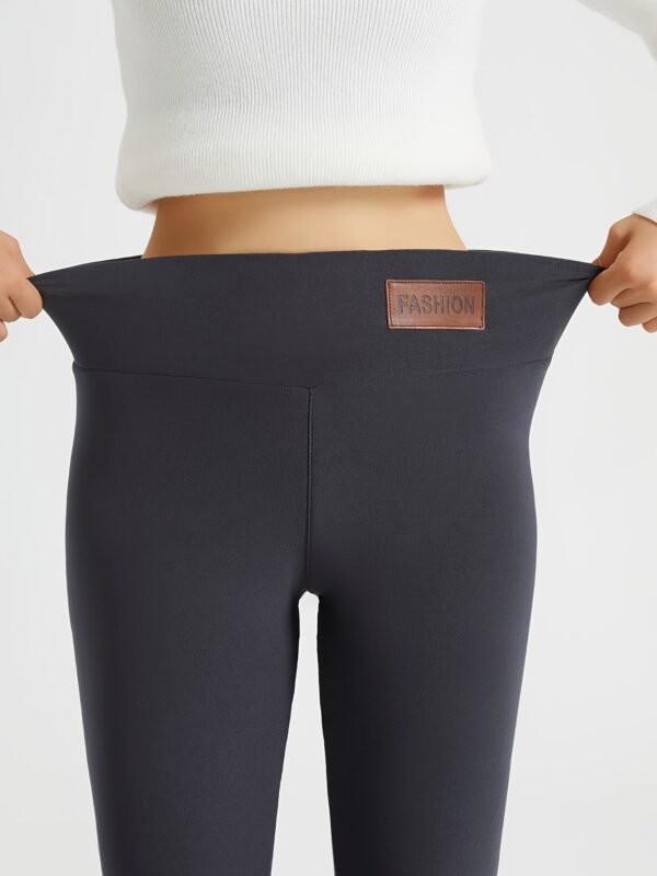 Women's Plush-Lined High Waist Leggings, Elastic And Comfortable, Casual Style Warm Pants For Winter, For Thermal Wear - Image 10