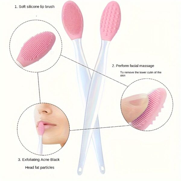 1pc Pink Silicone Nose Brush - Dual-Sided Soft Exfoliating & Massaging Facial Cleaner, Blackhead Removal Tool for Smooth Skin, Formaldehyde-Free, Ideal for Men & Women's Home Care - Image 4