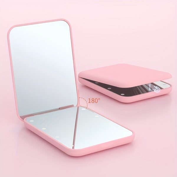 1X/3x Magnified LED Mini Travel Makeup Mirror, Compact, Double-Sided, Portable, Folding, Hand-Held, Small Lighting, Unscented, Plastic Surface, Non-Rechargeable Button Battery (Diameter≥20mm) Power, Varnished Plastic Frame, with Cartoon Theme, for Gift - Image 4
