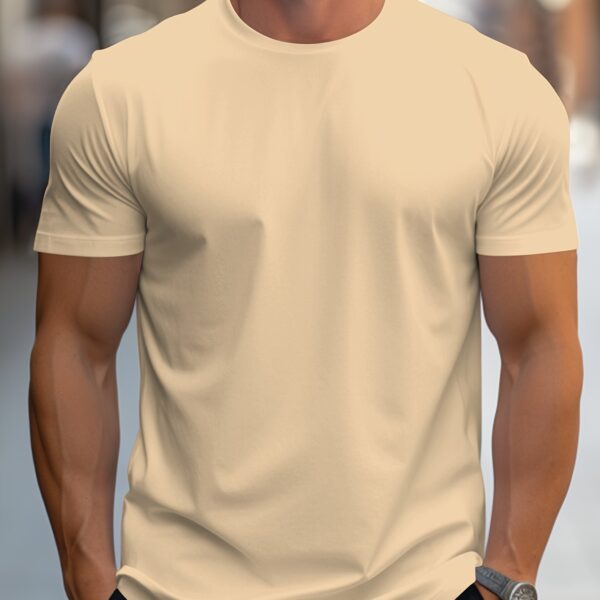Solid Color Men's Round Neck Short Sleeve Tee Fashion Regular Fit T-Shirt Top For Spring Summer Holiday - Image 22