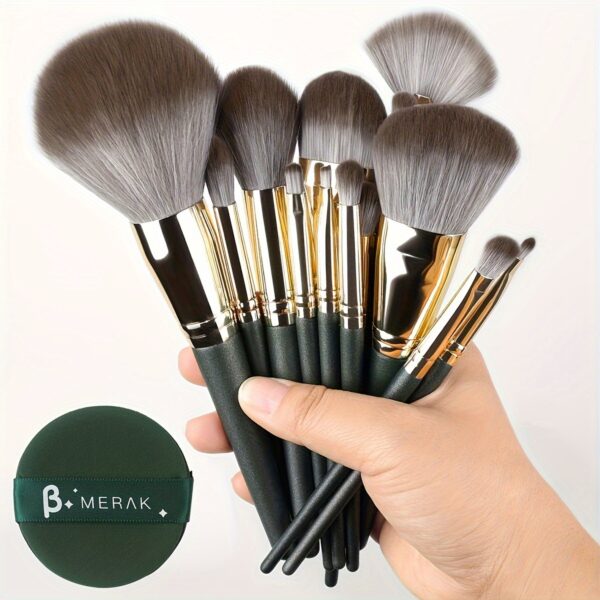 14pc Luxurious Plush Makeup Brush Set - Soft, Gentle, and High-Quality Nylon Bristles for Flawless Foundation, Contouring, Blending, and Eye Detailing - Ideal for All Skin Types, Cruelty-Free, and Unscented - Image 3