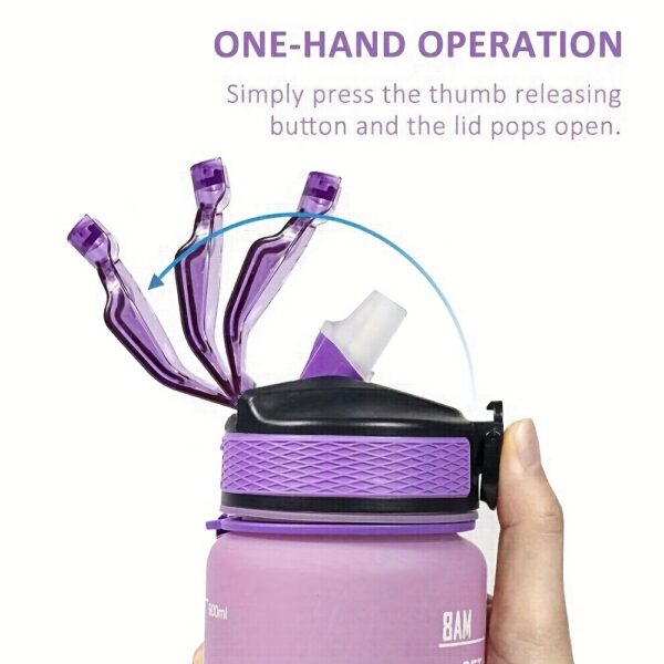1000ml Gradient Sports Water Bottle with Straw - Leak-proof, Marked Scale, & Frosted Grip for Fitness Enthusiasts - Image 6