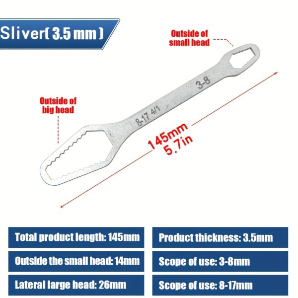 Universal Torx Wrench Set - Adjustable 3.5mm Thickness Double-Head Spanner with Self-Tightening Function for Glasses Wrench Board, Factory and Hand Tools - Durable and Versatile Tool for 8-22mm/3-17mm Applications - Image 6