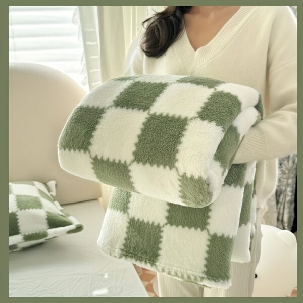 [1pc Cozy Fleece Blanket] 1pc Soft & Cozy Plaid Flannel Fleece Blanket | Multi-Purpose Throw for Adults, Pets, Office, Outdoor Camping, Holiday Gifts | 300-350gsm Knitted Polyester, Multiple Sizes Available, Pet-Friendly, Checkered Pattern - Image 33