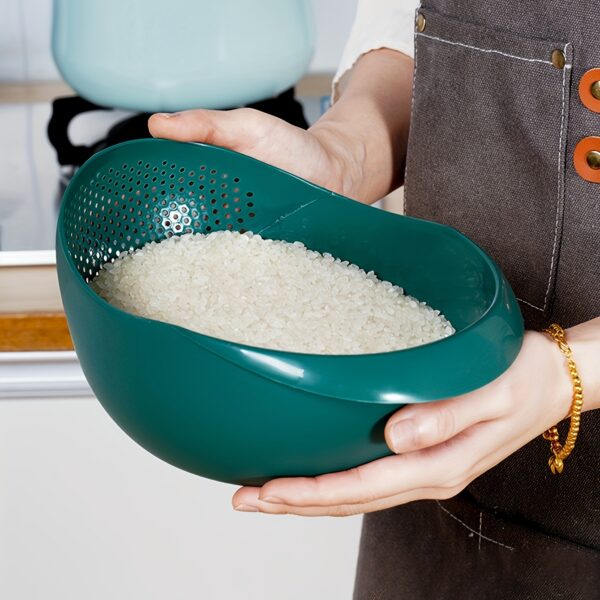 1pc Multi-Purpose Rice Washer & Strainer – Ergonomic Design & Easy-Drain Function – Essential Kitchen Gadget for Daily Use - Image 2