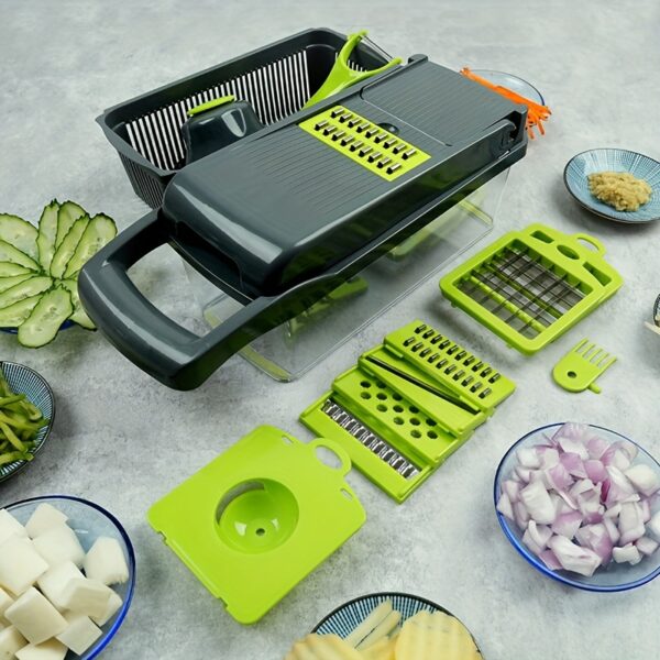 6/16pcs/Set, Vegetable Chopper, Multifunctional Fruit Slicer, Manual Food Grater, Vegetable Slicer, Cutter With Container, Onion Mincer Chopper, Household Potato Shredder, Kitchen Stuff, Kitchen Gadgets, Dorm Essentials - Image 2