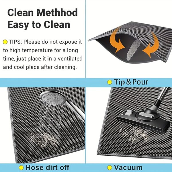 1pc Gray Double-layer Cat Litter Mat Filter Prevents Cat Litter from Being Carried Out and Splashed, Washable and Controllable Cat Litter Tray Mat - Image 10