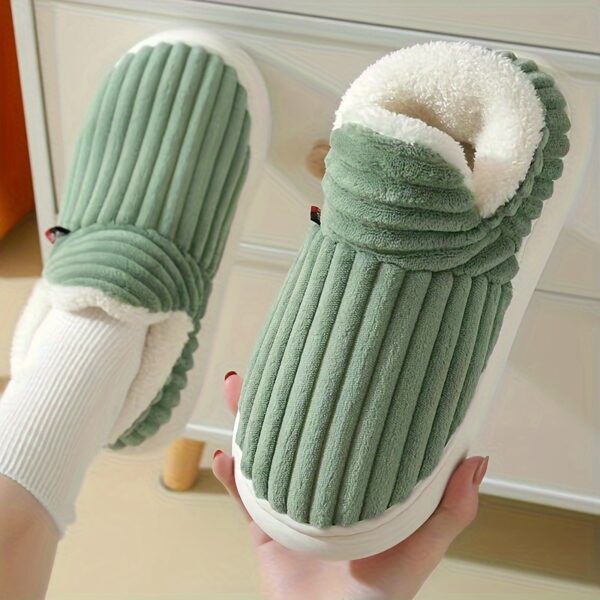 Cozy Winter Plush-Lined Slipper Boots for Women - Thick Sole, Indoor/Outdoor Warmth, Soft Fabric, Available in Gray, Pink, Green, Blue, Brown with EVA Sole, Hand Washable - Image 7