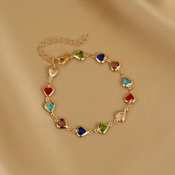 1 Piece Of Simple And Stylish Candy-colored Love Heart Bracelet For Ladies, A Gift For Girlfriend On Valentine's Day - Image 2