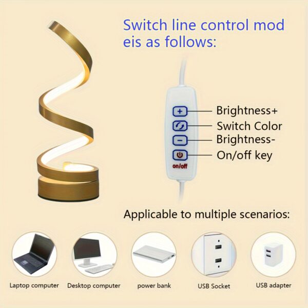 1pc The Original Spiral Lamp Is Suitable For Office, Bedroom, Living Room, Friends Give Gifts, USB Connection Is Easy To Use - Image 11