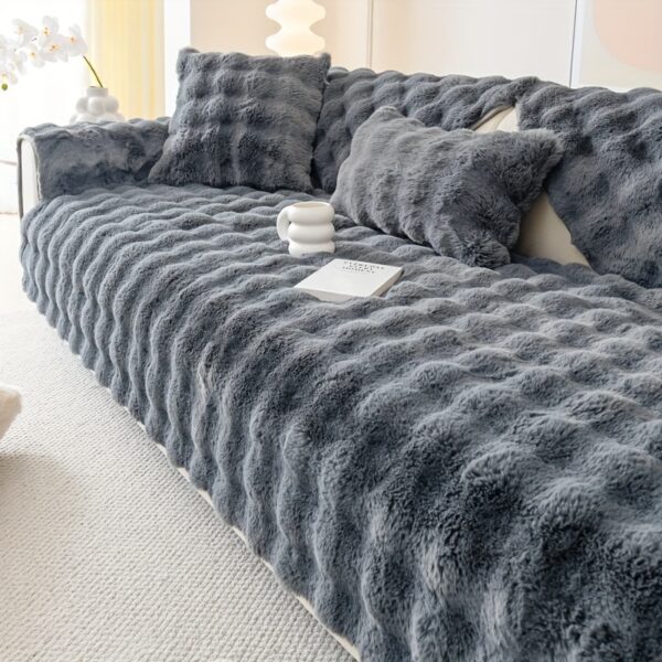 [Thick Plush Rabbit Fur Sofa Cover] Luxurious Faux Rabbit Fur Sofa Cover - Soft, Thick Plush Slipcover for Cozy Winter Warmth - Pet-Friendly, Machine Washable - Fits Single to Four-Seater Sofas - Perfect for Living Room, Bedroom, Office Decor - Image 14