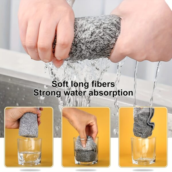 10pcs Ultra-Absorbent Quick-Dry Microfiber Cleaning Cloths - Thick Bamboo Charcoal Fiber Towels for Cars & Kitchens, Non-Stick Oil, Washable & Reusable - Image 3
