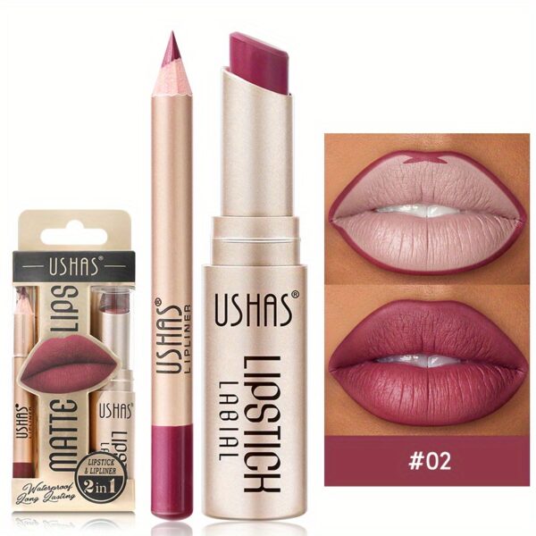 Golden Box Matte Lipstick + Lip Liner Lasting Waterproof Nude Lipstick 24 Hour Waterproof Velvet Nonstick Cup Lipgloss Lip Stain Pigmented Lip Makeup Valentine's Day Gifts - Image 17