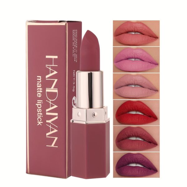 6-Color Single Matte Non-Stick Lipstick, No Fading, Long-Lasting Moisturizing And Waterproof Lipstick, Highlights The Complexion, Even Color, Delicate And Smooth Material, Classic 6 Colors, a Must-Have for Dating Parties, Interviews And Attending Events, - Image 3