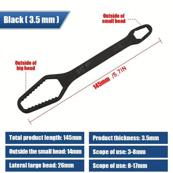 Universal Torx Wrench Set - Adjustable 3.5mm Thickness Double-Head Spanner with Self-Tightening Function for Glasses Wrench Board, Factory and Hand Tools - Durable and Versatile Tool for 8-22mm/3-17mm Applications
