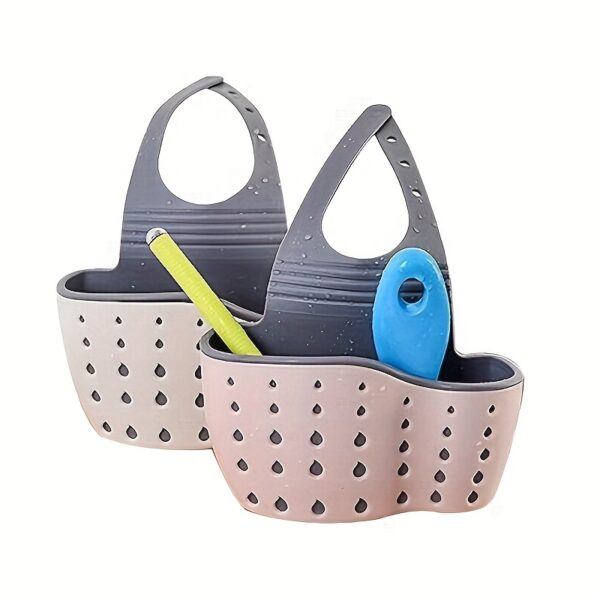 1pc Hanging Basket, Sink Sponge Rack, Sink Organizer, Silicone Storage Box, Hangable Multifunctional Drainage Adjustable Shoulder Strap, Sponge Rack For Kitchen Sink Absorption And Kitchen Bathroom Faucet Hanging Basket Storage, Kitchen Supplies - Image 8