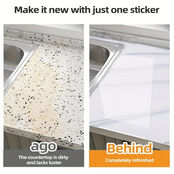 1 Roll Marble Self-Adhesive Wallpaper - Waterproof & Oil-Proof, Easy to Apply for Kitchen & Bathroom Renovation - Image 6