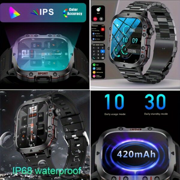 New Rugged Smart Watch for Men Wireless Talk Sports Fitness AI Voice Outdoor 100+ Sports Mode Outdoor Smart Watch - Image 4